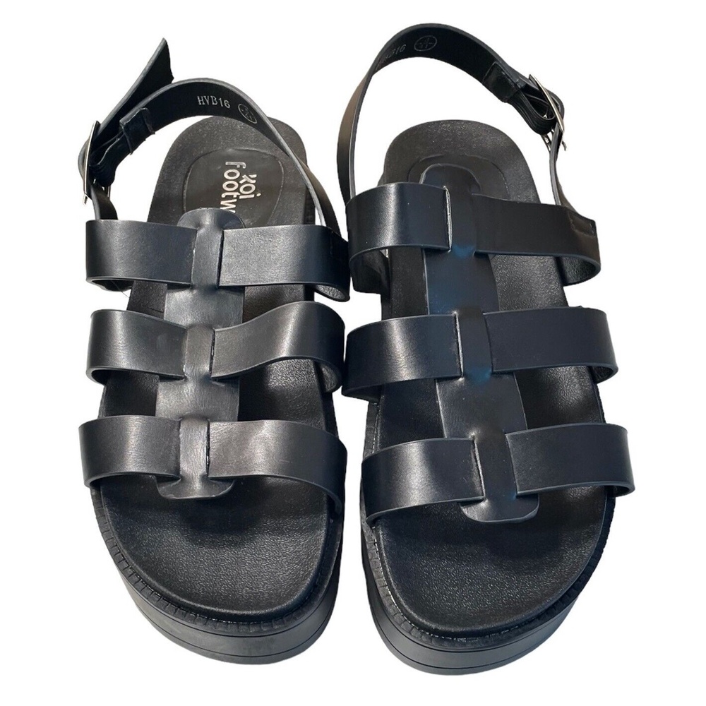 Koi Womens‎ Black Strappy Chunky Heel Sandals Size 9 - Picture 3 of 9